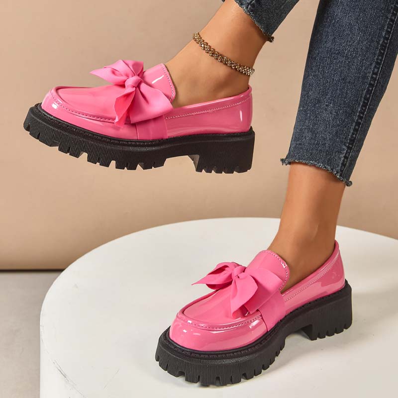 Chic och Söt Platåloafers med Rosett