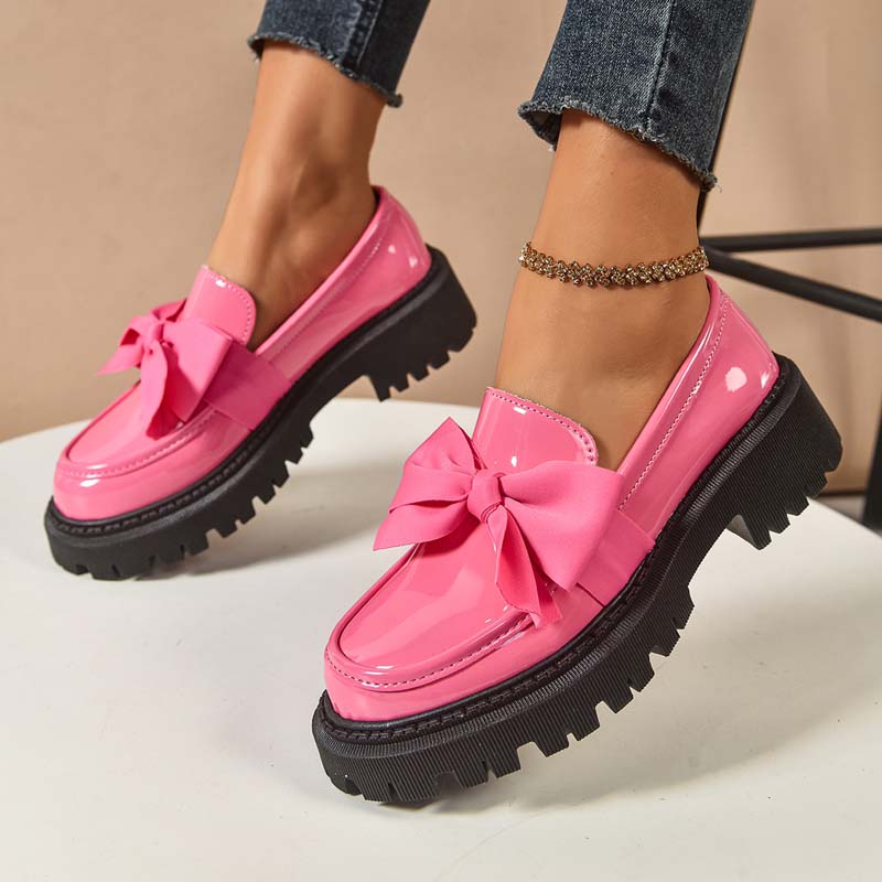 Chic och Söt Platåloafers med Rosett