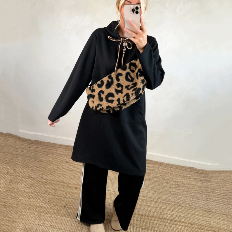 Oversized lång hoodiekjol med fickor för damer