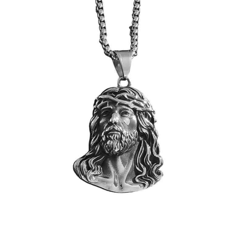 ✝️ Bästa Presenten ✨ Halsband med Jesus Huvud Medalj