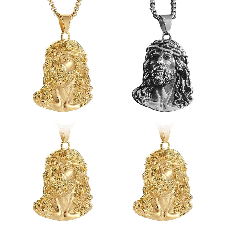 ✝️ Bästa Presenten ✨ Halsband med Jesus Huvud Medalj