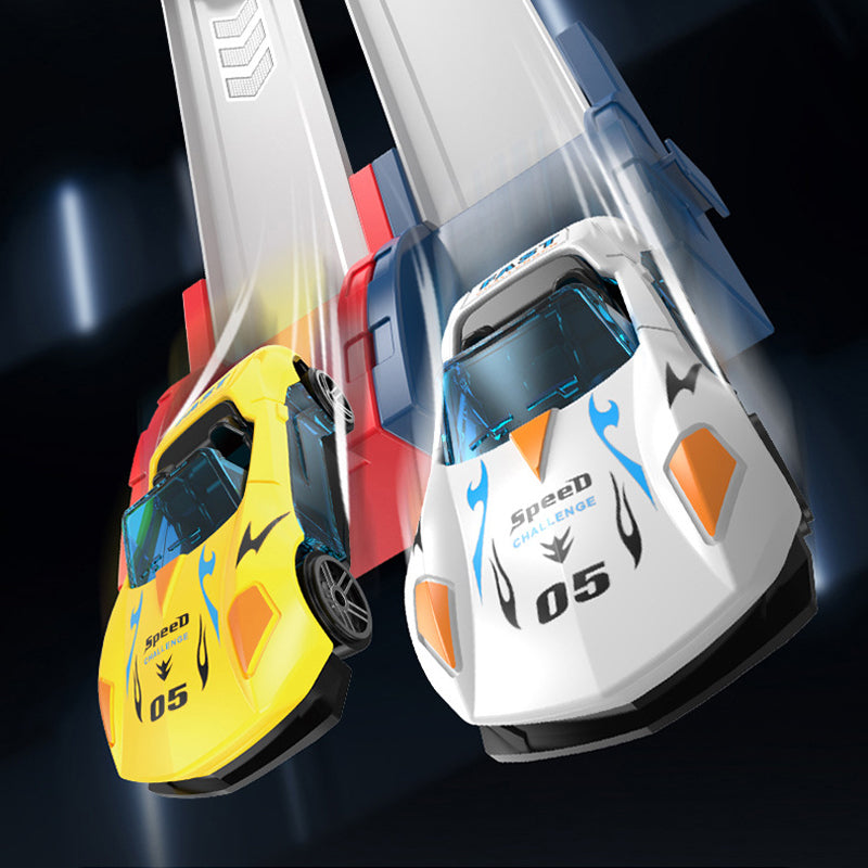 🏎️ 50% RABATT NU! DUBBEL BANA, DUBBELT KUL! ✨ Dubbel Leksaksbilskastare med Racerbana - 2 Startares med 360° Loopor & 6 Hastighetslägen för Tävlingsspel Mellan Syskon! 🚗✨