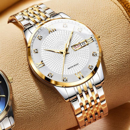 Vattentät affärsklocka i rostfritt stål för herrar