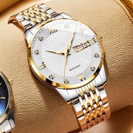 Vattentät affärsklocka i rostfritt stål för herrar