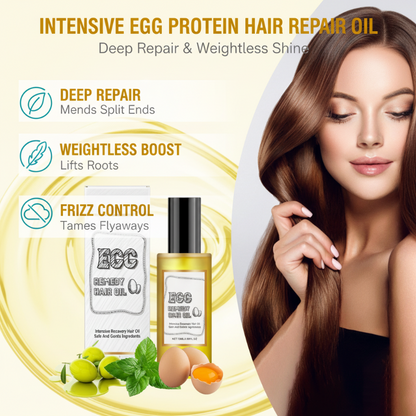 💆‍♀️ KÖP 1 FÅR 1 GRATIS! ✨ HÅRREPARATIONSOLJA - Äggprotein & Keratin, Återfuktar och Förstärker Slitna Hårslingor, Lämnar Håret Mjukt och Fullt av Glans 🌿🧴