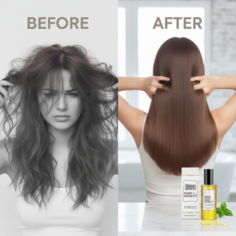 💆‍♀️ KÖP 1 FÅR 1 GRATIS! ✨ HÅRREPARATIONSOLJA - Äggprotein & Keratin, Återfuktar och Förstärker Slitna Hårslingor, Lämnar Håret Mjukt och Fullt av Glans 🌿🧴