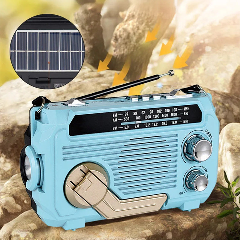 🔥🎁Nyhet 50 % RABATT🔥Multifunktionell handvevd bärbar radio med ficklampa