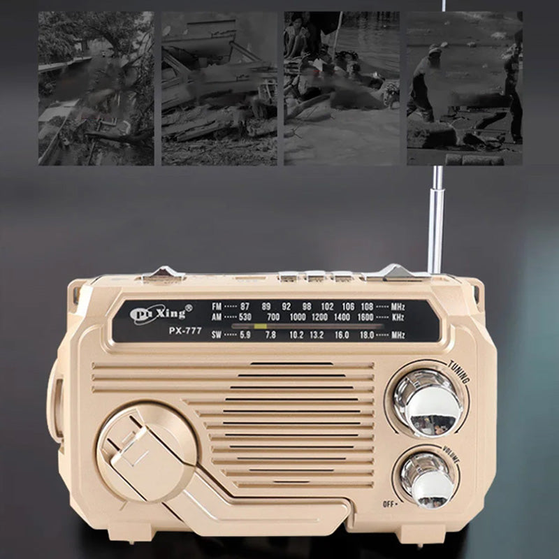 🔥🎁Nyhet 50 % RABATT🔥Multifunktionell handvevd bärbar radio med ficklampa