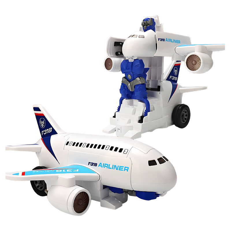 🔥Julrea – upp till 50 % rabatt🎅2-i-1 Elektriska Transformerande Flygplansrobotleksaker