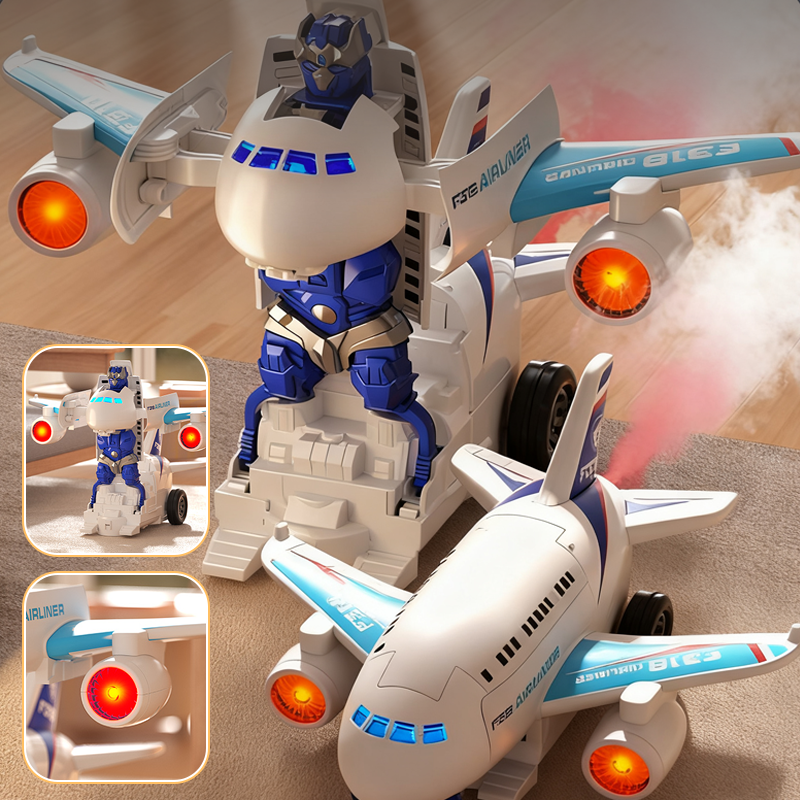 🔥Julrea – upp till 50 % rabatt🎅2-i-1 Elektriska Transformerande Flygplansrobotleksaker