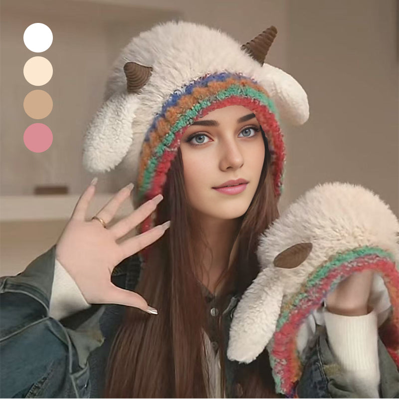 🎁🎄Julrea 50 % rabatt! 🦌Originaldesign Festlig julmössa med horn🧶
