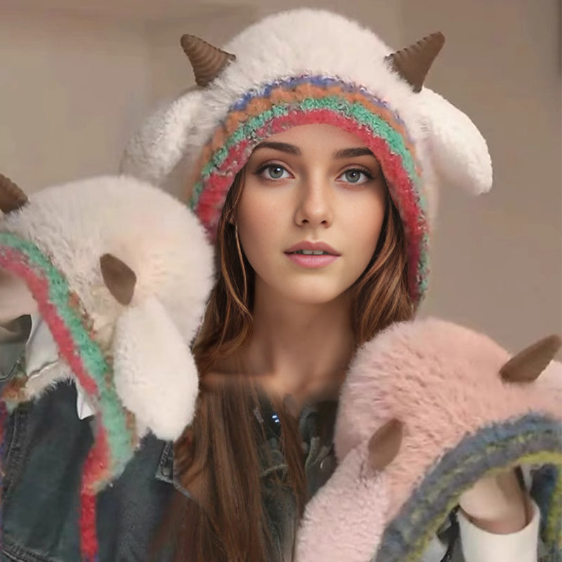 🎁🎄Julrea 50 % rabatt! 🦌Originaldesign Festlig julmössa med horn🧶