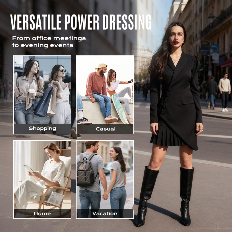 💖 Knappdetaljerad Plisserad Mini Blazerklänning 👗 Enkel Stil & Elegans