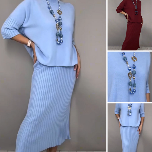 ✨ Tidlös elegans för julen – Stickad tröja & midikjol | Early Bird-erbjudande – 50% rabatt under begränsad tid