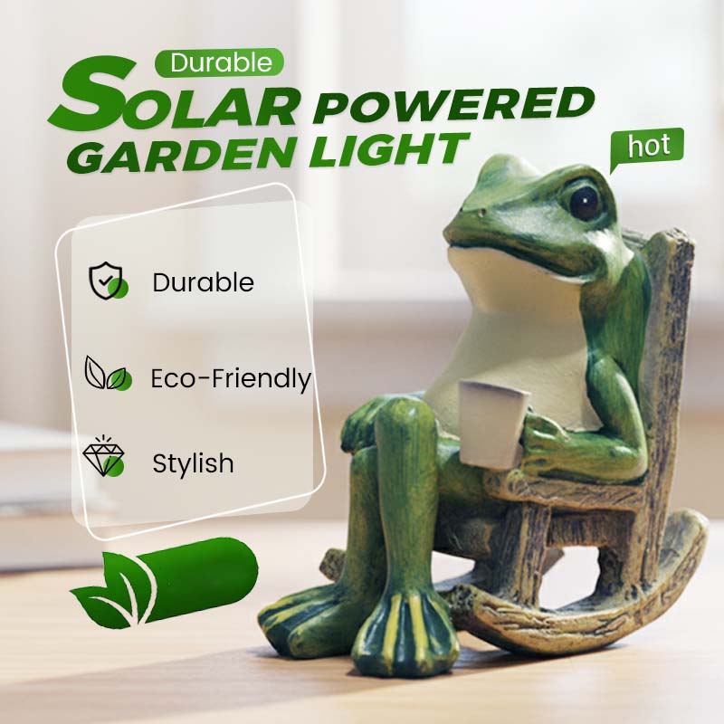 🐸 Solcellsdriven groda på rockarkärslen – dekoration 🍃