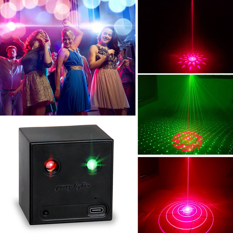 Uppladdningsbar och bärbar RGB-laserpartybelysning