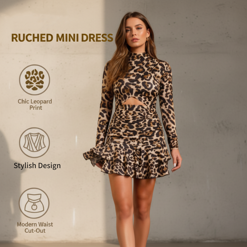 🔥Extrarea💖Damleopardmönstrad veckad ministring🐆