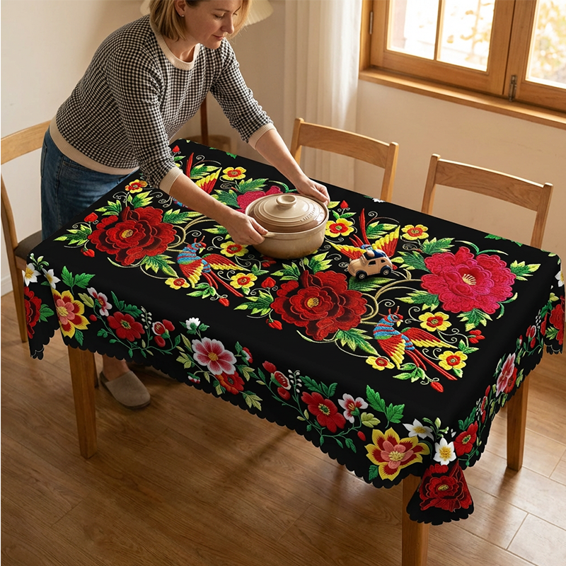 ⏳Begränsad tid 50 % Rabatt⏰Mexikansk blommig duk med vågig kant🏵️