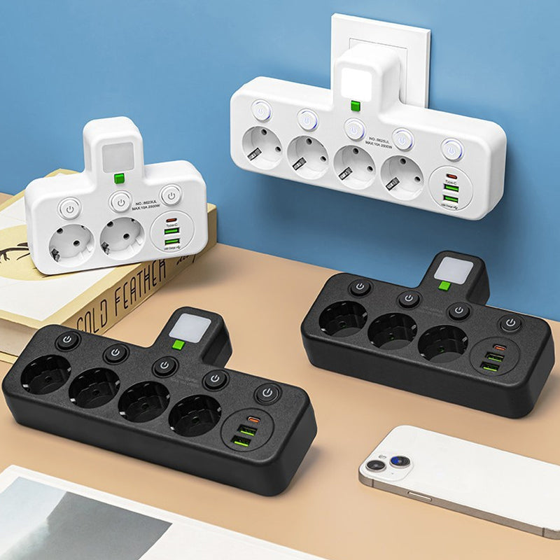 🛡️Elektrisk säkerhet garanterad! Smart grenuttag med USB-portar och flera säkerhetsfunktioner för sinnesro. 👍