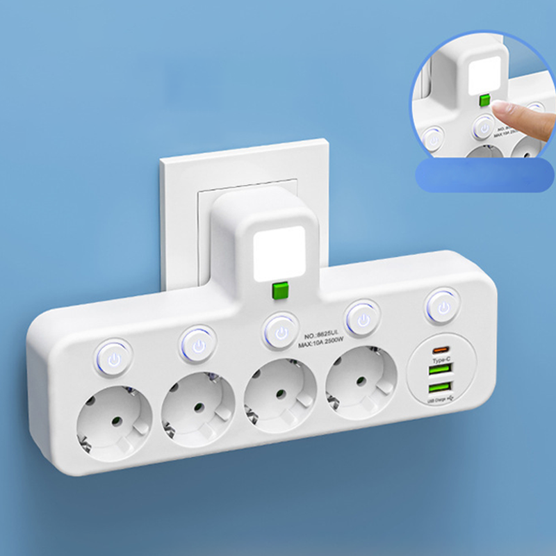 🛡️Elektrisk säkerhet garanterad! Smart grenuttag med USB-portar och flera säkerhetsfunktioner för sinnesro. 👍