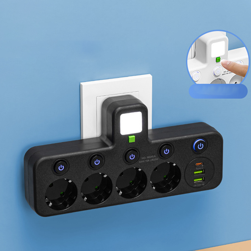 🛡️Elektrisk säkerhet garanterad! Smart grenuttag med USB-portar och flera säkerhetsfunktioner för sinnesro. 👍