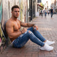 👖60% RABATT! 🔥 Snygga slitna skinny jeans för män – Slim Tapered Passform, Andningsbar Bomull och Eleganta Rivna Detaljer