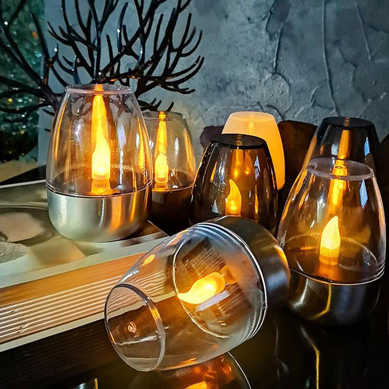 🕯️ KÖP 2 FÅ 1 GRATIS! ☀️ 6-Pack Solenergi-LED-Bordslampor – Flamlösa & Vattentäta, Auto Tänd/Släck med Skymningssensor för Trädgård & Fest 🏕️