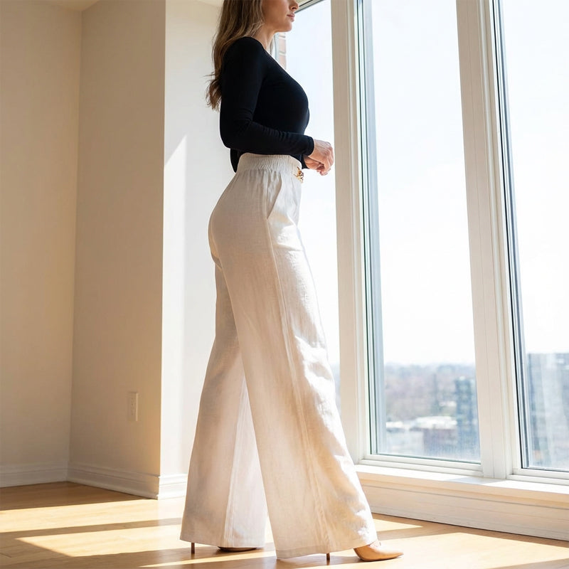 👖 50% RABATT! 💃 Dambyxor – Hög midja, vida ben, med skärp och mångsidig look ✨