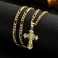 ✝️✨ Guldkrucifixhalsband – Detaljerat INRI-motiv, justerbar figarokedja och glittrande finish 💛