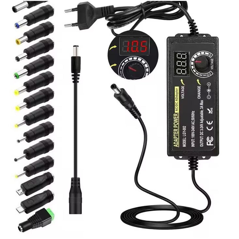 Justerbar 3V-24V 3A universell AC/DC-nätadapter