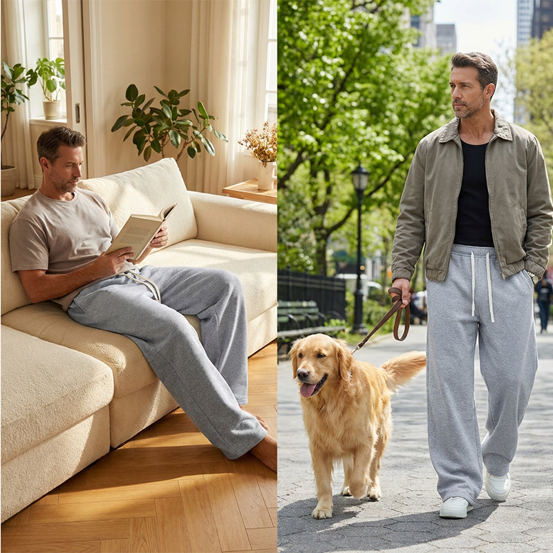 🩳 60% RABATT! 👖 Lösa Byxor för Män med Dragsko – Bekvämt Bomullstyg, Fickor & Casual Stil för Vardag och Träning 🏃‍♂️