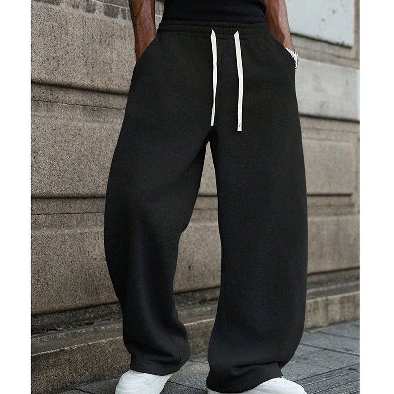 🩳 60% RABATT! 👖 Lösa Byxor för Män med Dragsko – Bekvämt Bomullstyg, Fickor & Casual Stil för Vardag och Träning 🏃‍♂️