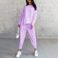 🌸✨Set med långärmade sweatshirts och byxor med oregelbunden nederkant för kvinnor