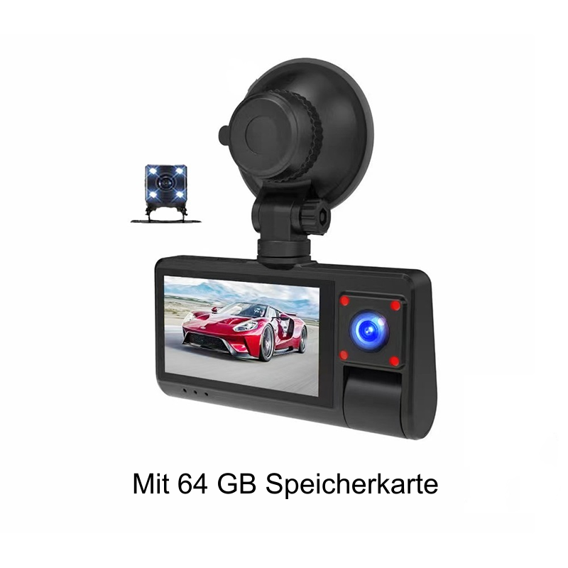 3-kanals Dashcam 1080P med WiFi