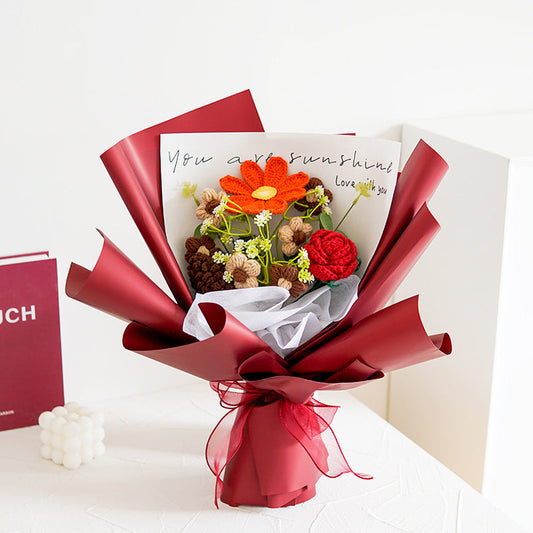 🔥【Mors dag-specialerbjudande!】🔥Handgjord delikat virkad blomsterbukett