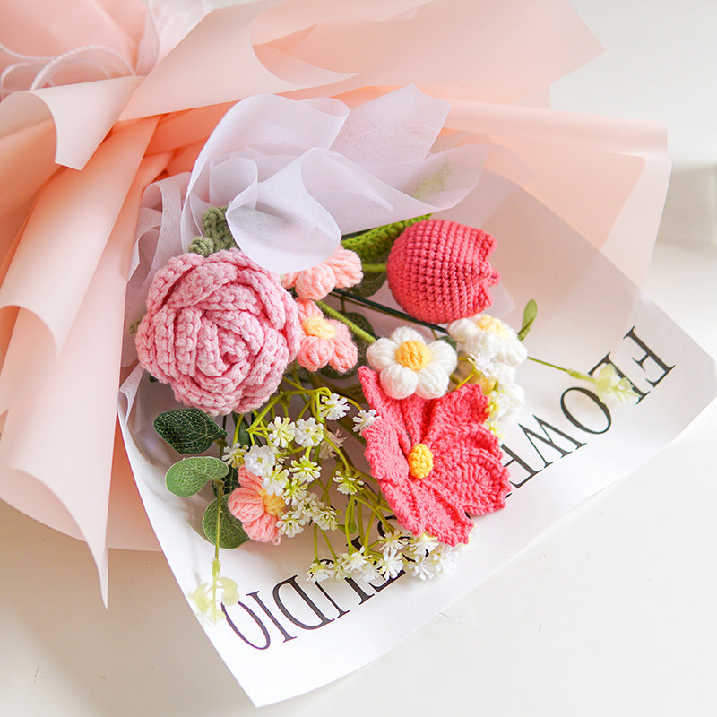 🔥【Mors dag-specialerbjudande!】🔥Handgjord delikat virkad blomsterbukett
