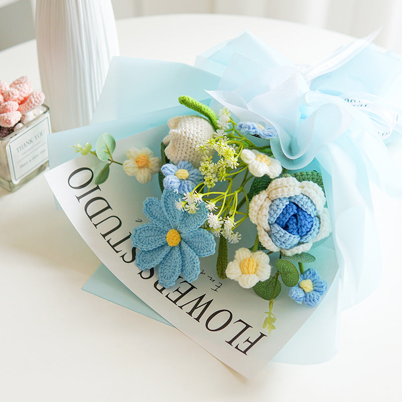 🔥【Mors dag-specialerbjudande!】🔥Handgjord delikat virkad blomsterbukett