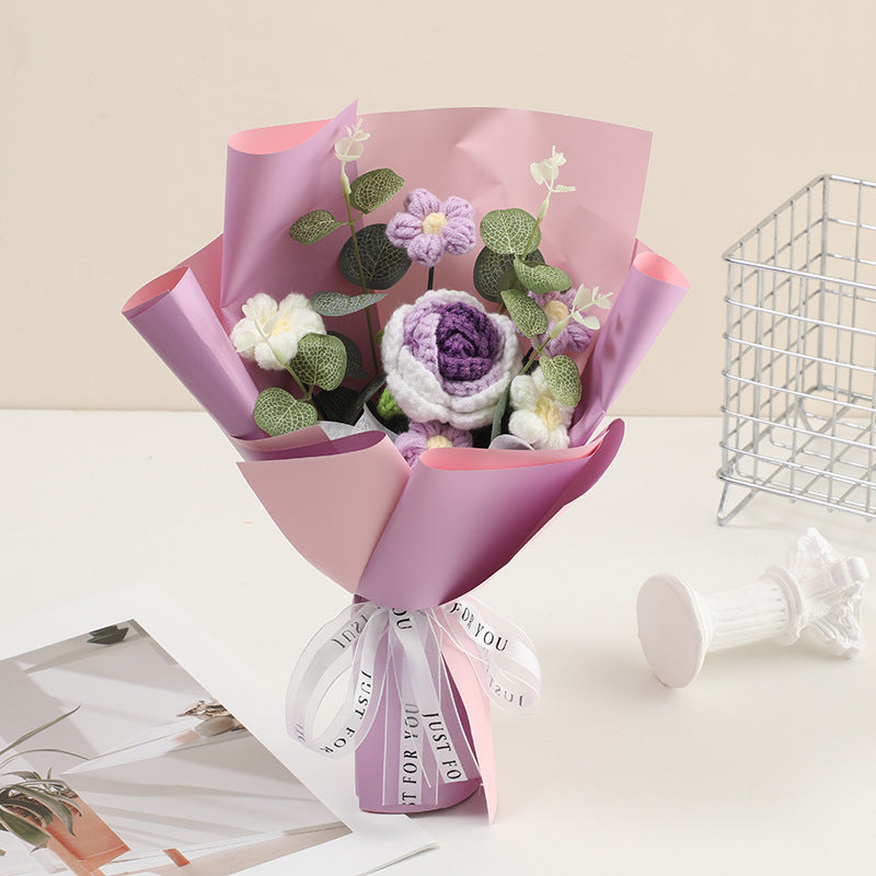 🔥【Mors dag-specialerbjudande!】🔥Handgjord delikat virkad blomsterbukett