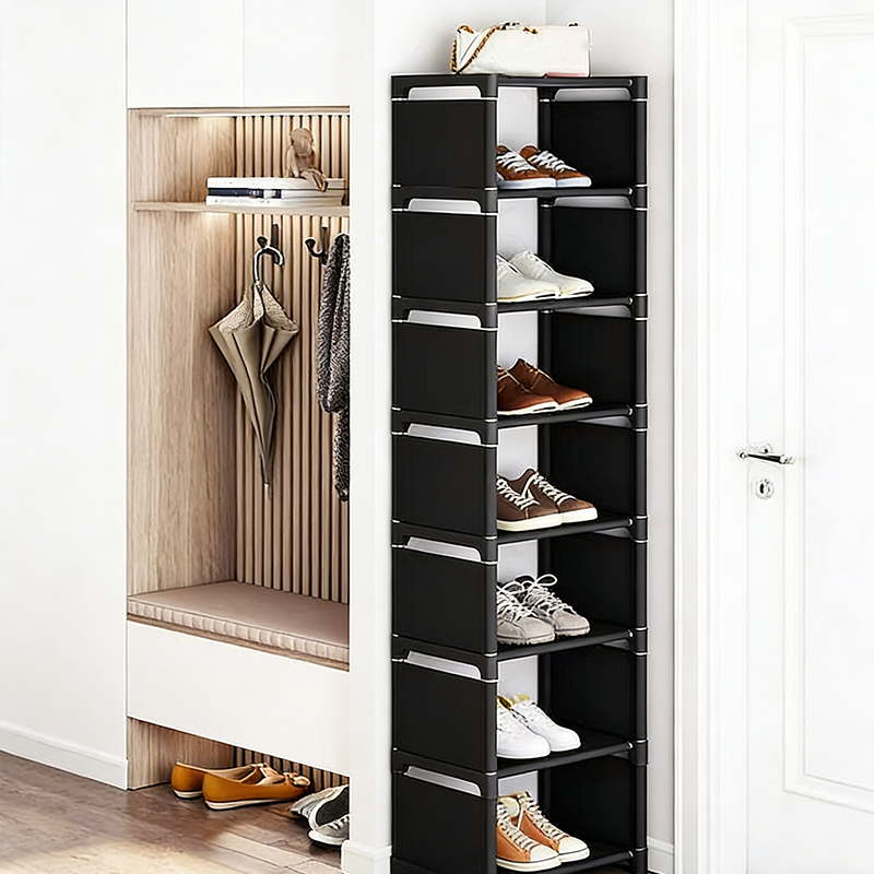 👠 50% RABATT! 🚪 Vertikal Shoe Rack för Ingång – Utrymmesbesparande, Stabil Metallram & Enkel Montering 👟