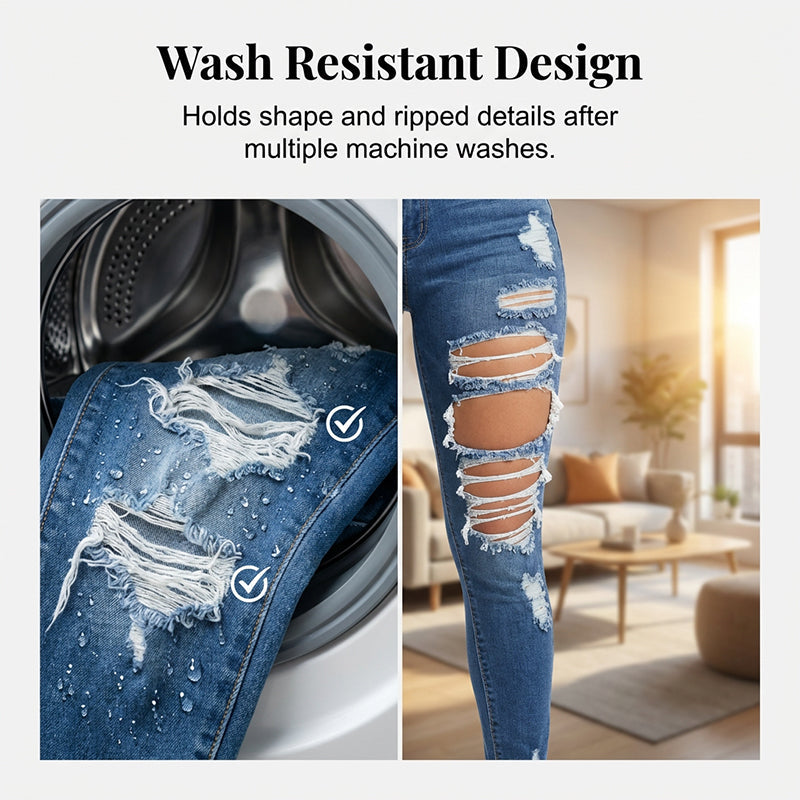 Skinnyjeans med hög midja och slitningar för kvinnor