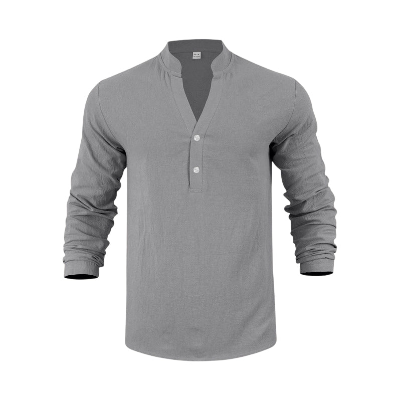 🔥🎁Nyhet 50 % RABATT🔥Avslappnad Henley-t-shirt för män