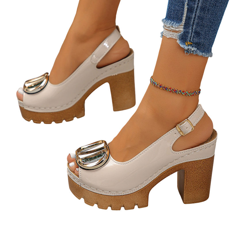 👡 50% RABATT! ✨ Elegant Peep-Toe Spänne Hälade Sandaler – Stilren Design, Bekväm Klack & Perfekt För Speciella Tillfällen 🌸