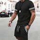 ✨ 50 % rabatt🔥 2-delat set för män: randig t-shirt och shorts