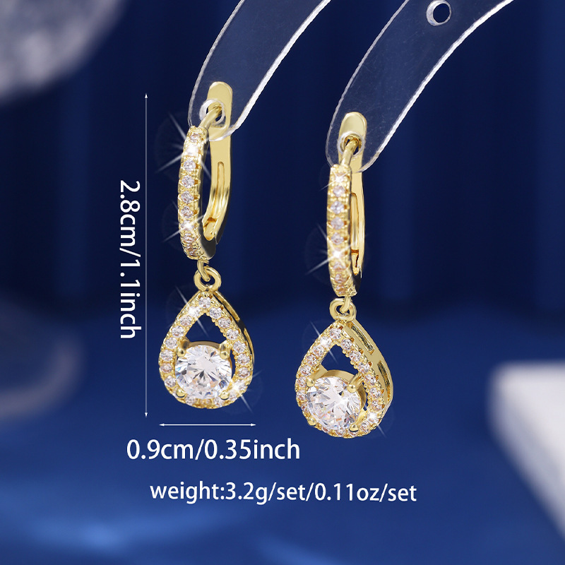 💎 60% RABATT NU! ✨ Eleganta Droppformade Hängande Hoopörhängen – Syntetisk Zirkon, Pavé-setting & Mångsidig Stil 🎀