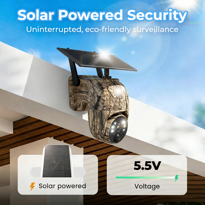 🎥Trådlös solcellsdriven säkerhetskamera💎Förhandsgranskning i realtid i 2K HD, 360° panoramavy, utan Wi-Fi, fjärrstyrning via app, vattentät, rörelsedetektering, mörkerseende, lämplig för utomhusbruk