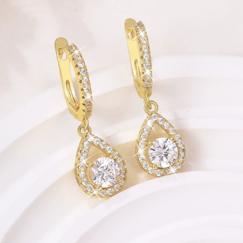 💎 60% RABATT NU! ✨ Eleganta Droppformade Hängande Hoopörhängen – Syntetisk Zirkon, Pavé-setting & Mångsidig Stil 🎀
