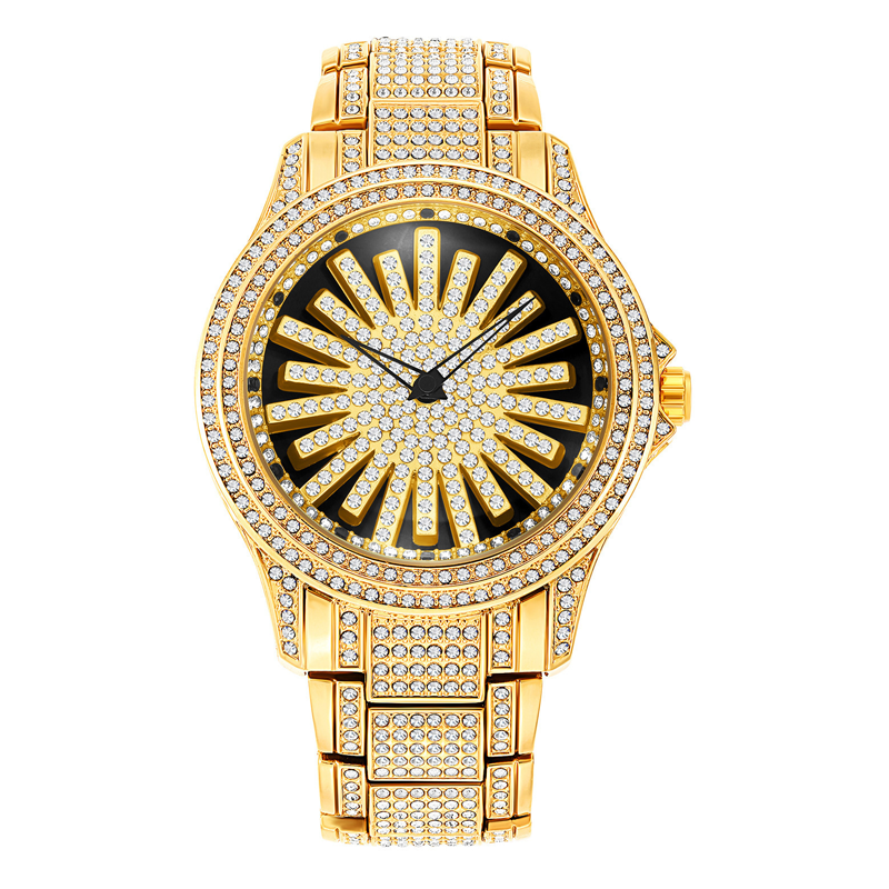 ⌚ 50% RABATT NU! 💎 Herrklocka med isbelagd urtavla och roterande visare – Glittrande Kristaller, Exakt Kvarts & Slitstarkt Mineralglas ✨