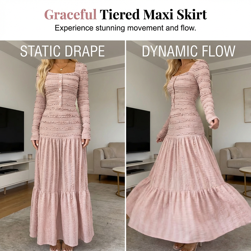 👚 50% RABATT! 🌸 Maxikleid mit quadratischem Ausschnitt – Vintage-Charme trifft moderne Eleganz. Zeitlos & zauberhaft. ✨