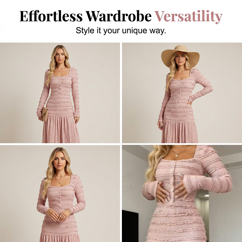 👚 50% RABATT! 🌸 Maxikleid mit quadratischem Ausschnitt – Vintage-Charme trifft moderne Eleganz. Zeitlos & zauberhaft. ✨