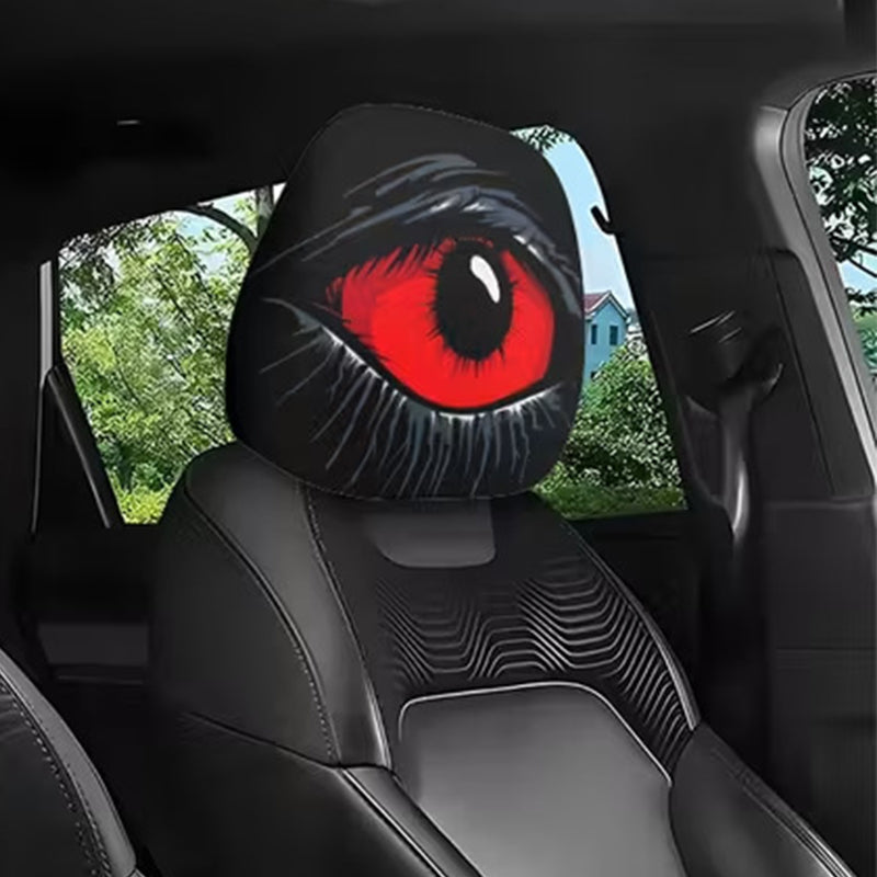 👁️‍🗨️ 50% RABATT NU! 🚗 Spooky Rött Öga Bil Nackstödsskydd – Unik Design, Stretchtyg & Enkel Installation 🎃